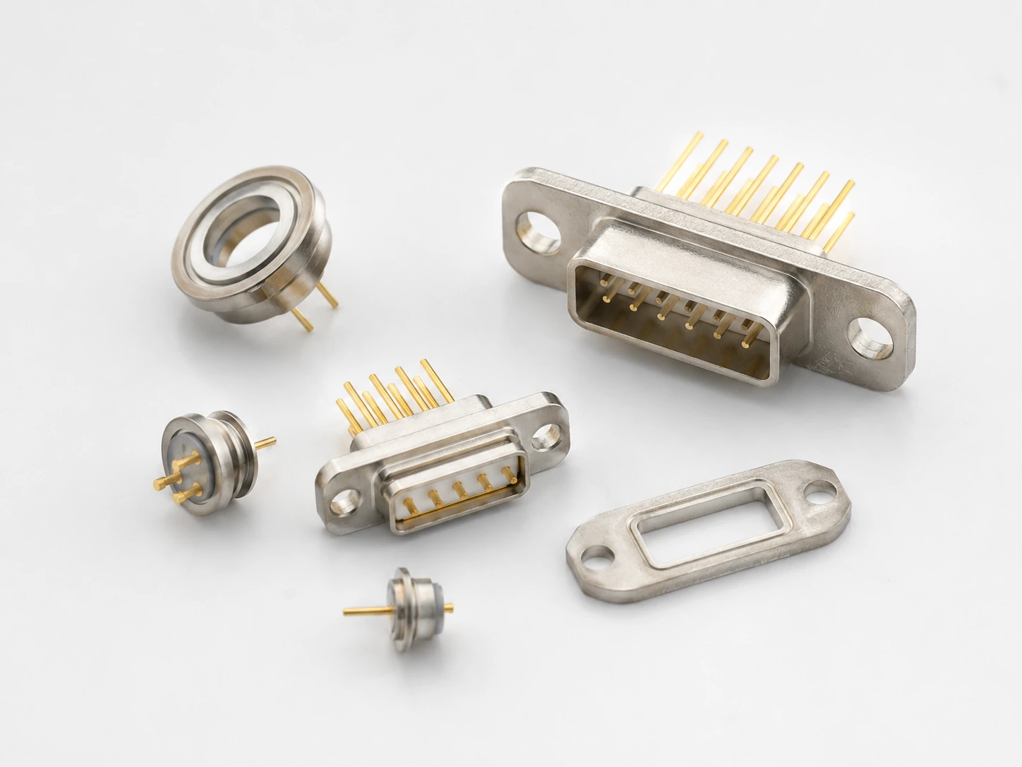 Glass-to-metal sealing and micro rectangular connector
